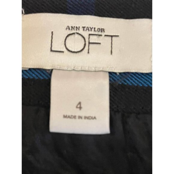 Ann Taylor Loft  | Pleat Front Skirt Black, Blue & White | Woman’s Small 4 - Picture 3 of 3